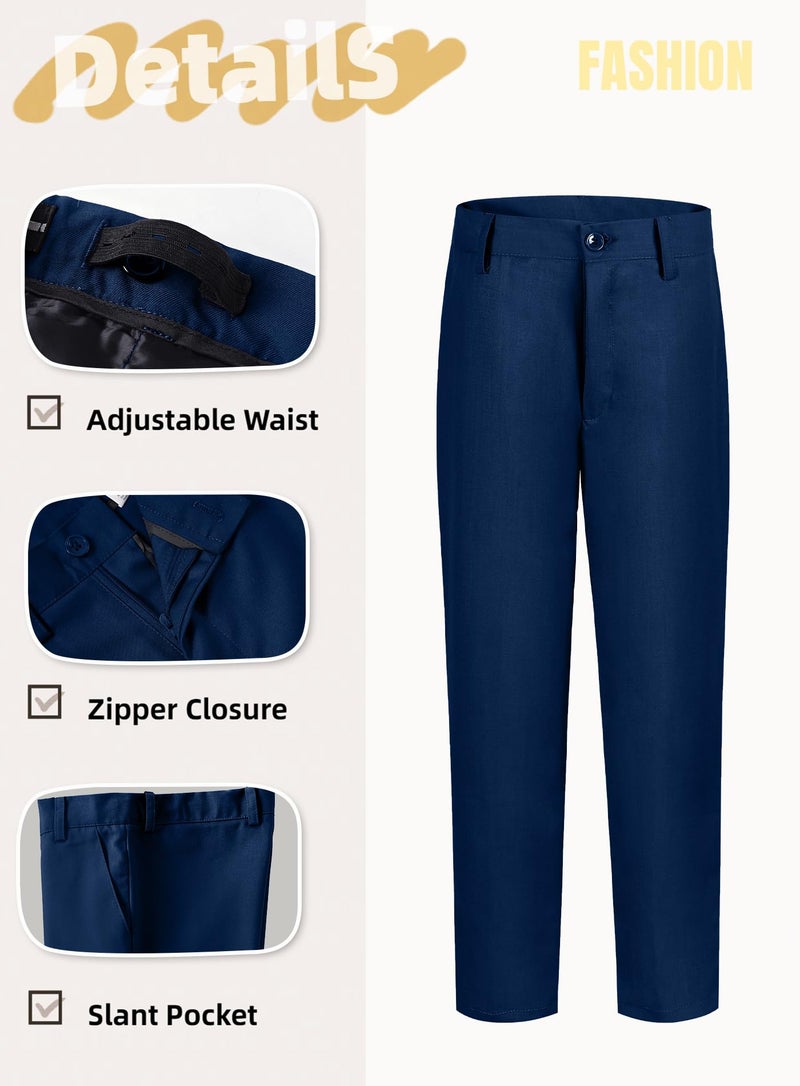 Yanlu Boy Suit Tuxedos Navy Blue Kids Slim Fit Dresswear for Toddler Boys Wedding Ring Bearer Outfit 6 Piece Blazer Vest Pants Kids Formal Suits Size 10 - Image 5